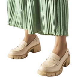 Mocassins clássicos bege com bloco Dina