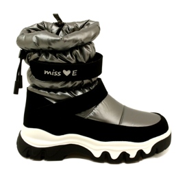 Botas de neve impermeáveis ​​para crianças Miss Evento 23Dz23-6578 Cinza-Preto