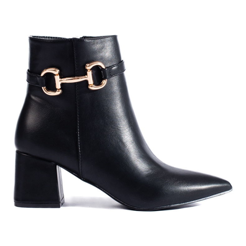 Botins pretos de salto alto com fivela Shelovet preto