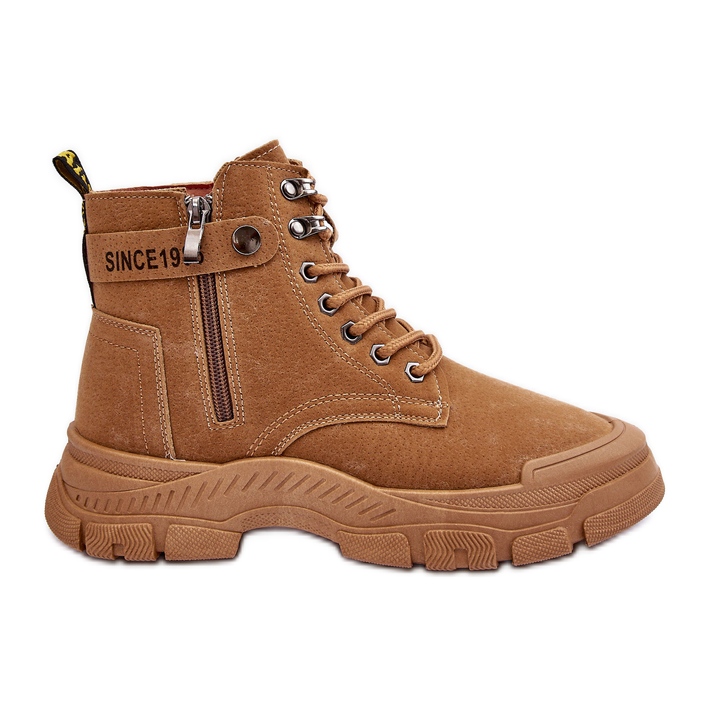 PS1 Botas femininas de camurça isoladas Camel Jailina castanho