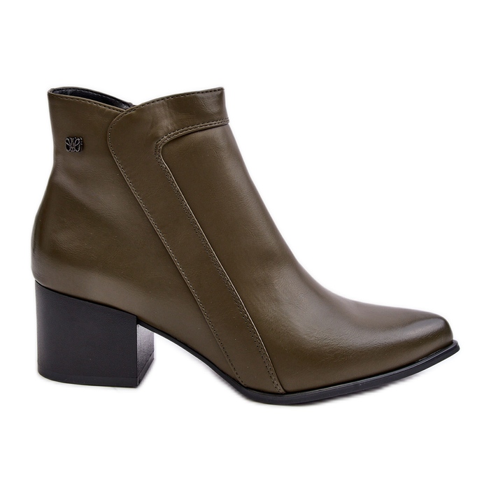 Sergio Leone Botas de couro com salto baixo Olive Cidi verde