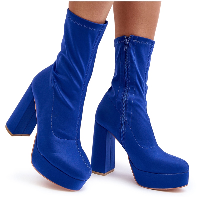 PH2 Botins Peculia azuis com salto alto e fecho de correr azul PH2 Botins Peculia azuis com salto alto e fecho de correr azul