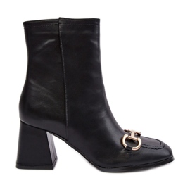 PH2 Botins de couro de salto alto com decoração, Pamelinta preta preto