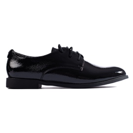 Oxfords com cadarço Shelovet pretos envernizados