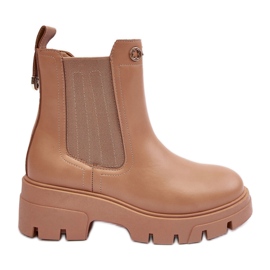 PS1 Botas Chelsea femininas de couro com decorações lobb bege