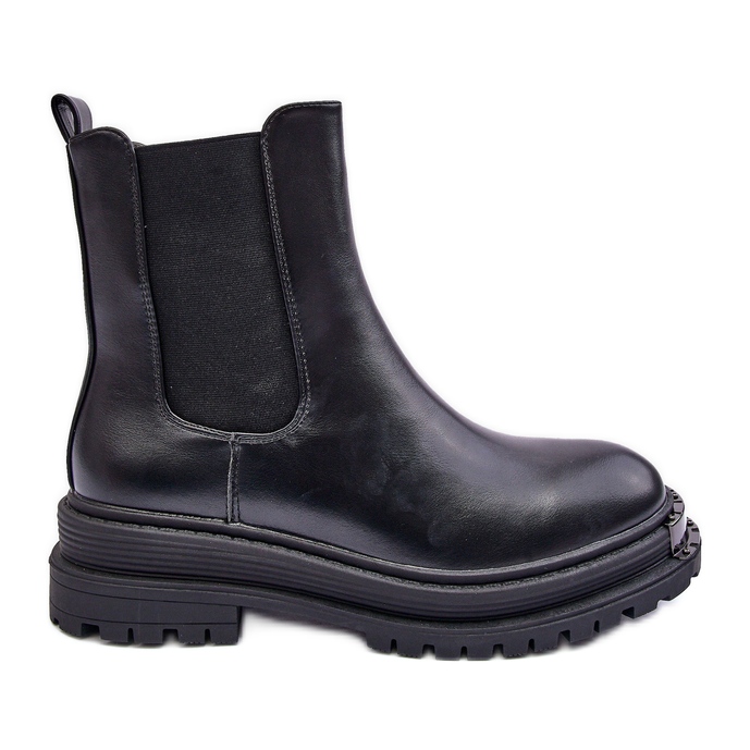PS1 Botas Chelsea com salto plano e plataforma, pretas, Linestta preto PS1 Botas Chelsea com salto plano e plataforma, pretas, Linestta preto