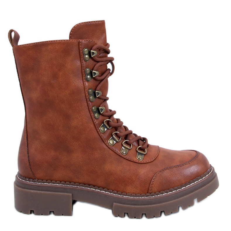 Botins com cadarço Makare Camel castanho