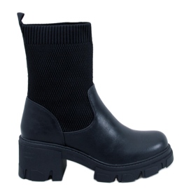 Fairs Botins pretos com elástico na parte superior Fairs Botins pretos com elástico na parte superior