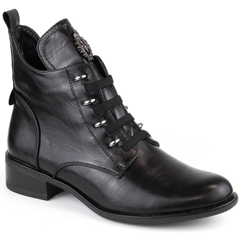 Botas femininas isolantes pretas com salto plano Jezzi preto