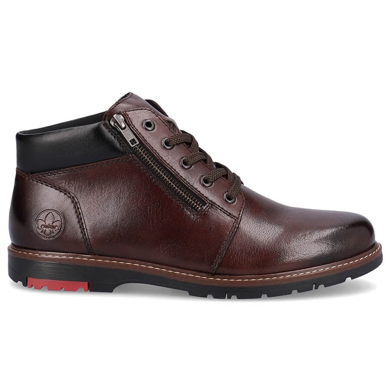 Botas masculinas confortáveis ​​de couro forradas com lã, marrom Rieker 10502-25 castanho