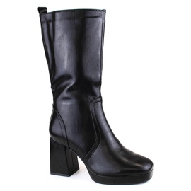 Botas femininas de salto alto com elástico, isoladas pretas Jezzi RMR2288-5 preto