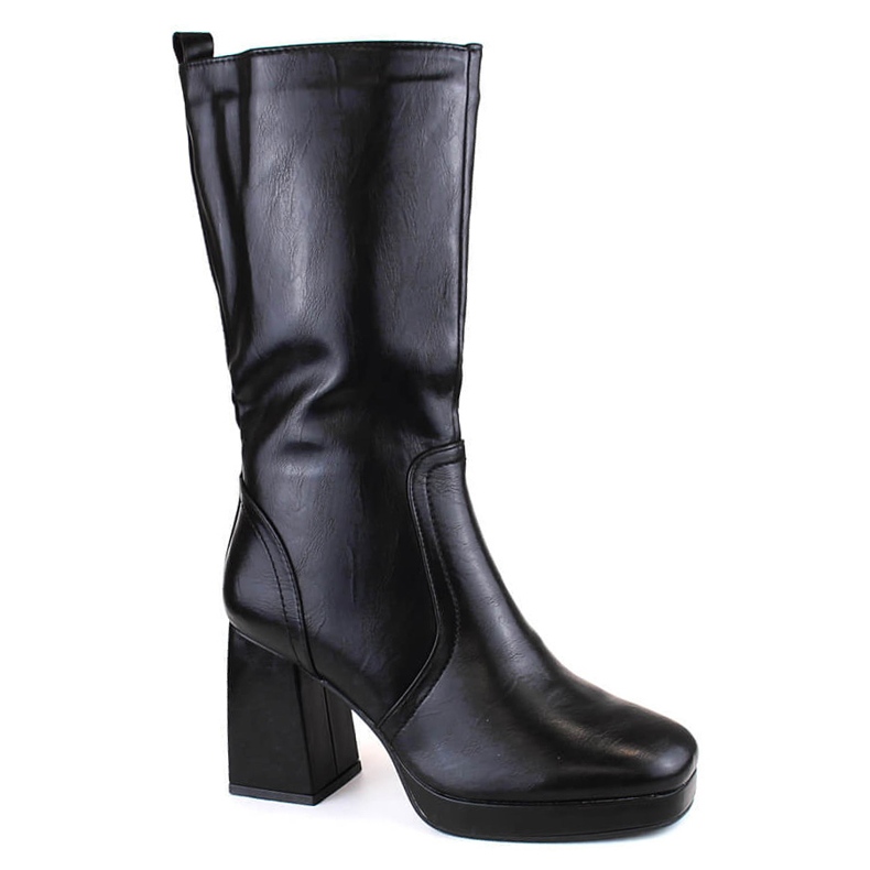 Botas femininas de salto alto com elástico, isoladas pretas Jezzi RMR2288-5 preto