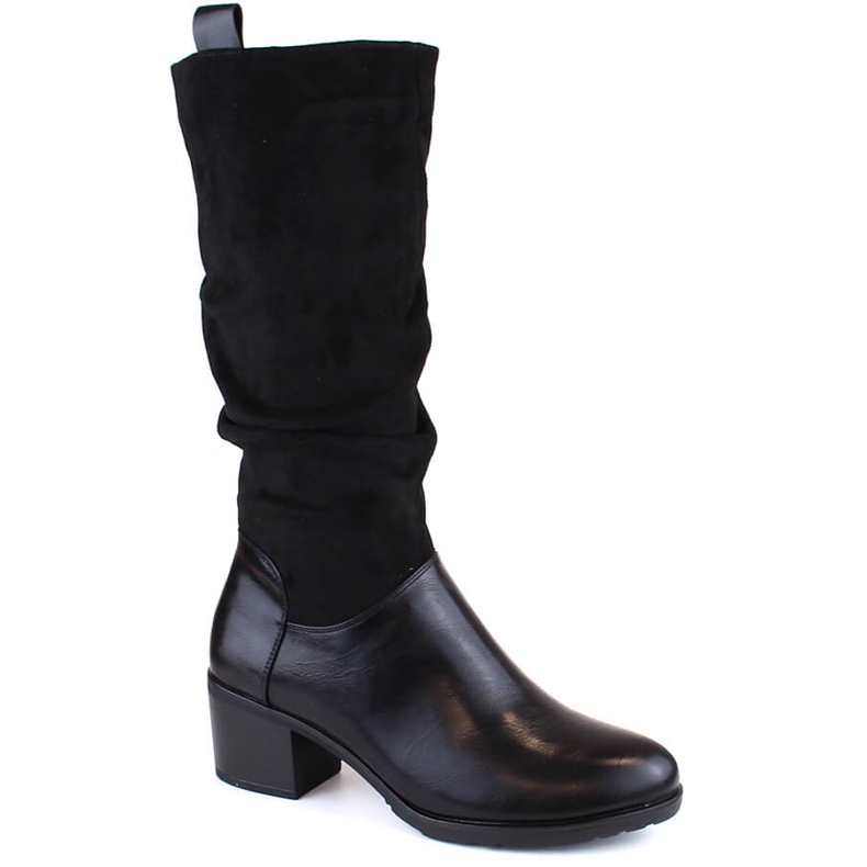 Botas femininas pretas com isolamento de salto alto Jezzi preto