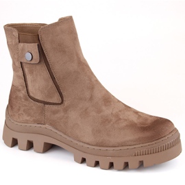 Botas femininas de camurça com bolso, isoladas marrom Potocki SZ12163