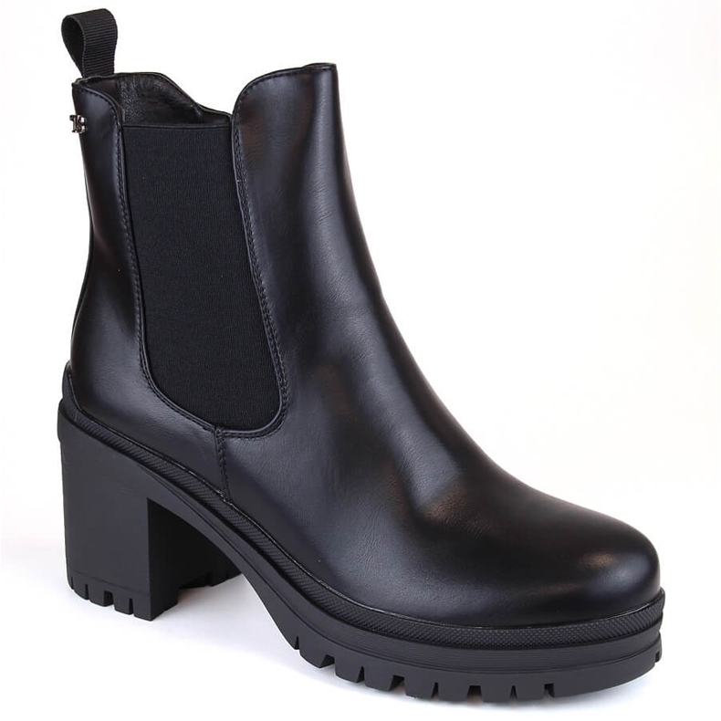 Botas Chelsea femininas com salto alto e plataforma, isoladas pretas, T.Sokolski preto