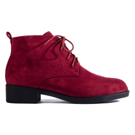 Botins de camurça bordô com cadarço Shelovet. vermelho