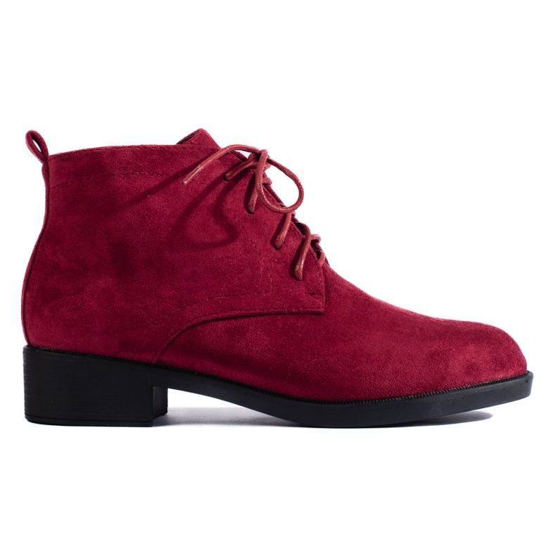 Botins de camurça bordô com cadarço Shelovet. vermelho
