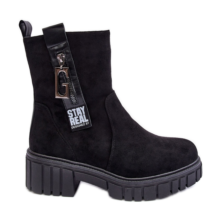 Botas rasteiras femininas de camurça robusta pretas Lunai preto