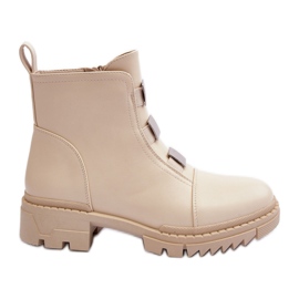 PS1 Botas rasas de couro, Bege Claro Azulenn