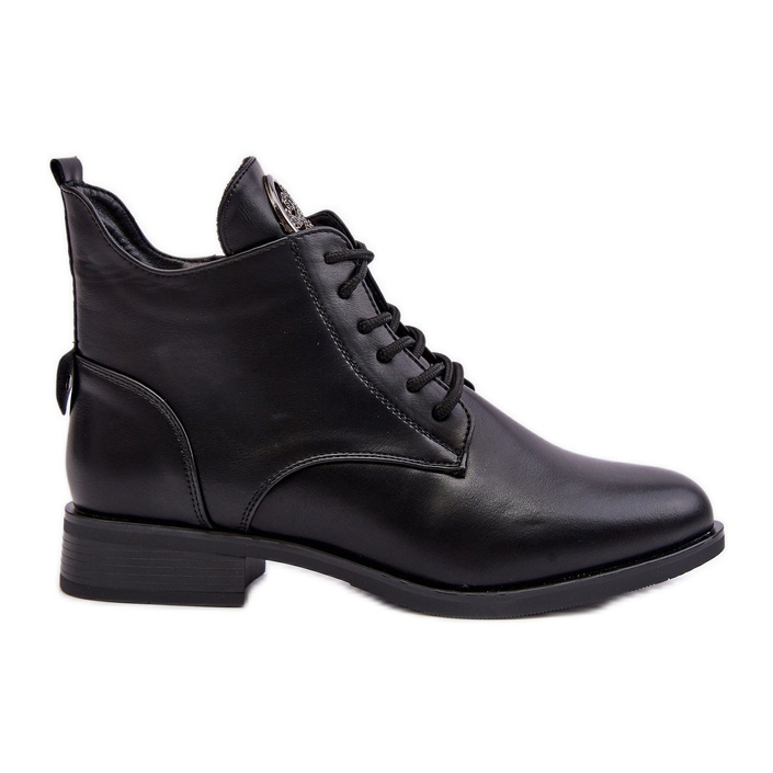 PH2 Sapatos femininos de couro com decoração, preto Attiame