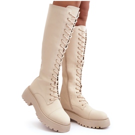 PS1 Bergdis bege com cordões e isolamento acima do joelho Botas acima do joelho PS1 Bergdis bege com cordões e isolamento acima do joelho Botas acima do joelho