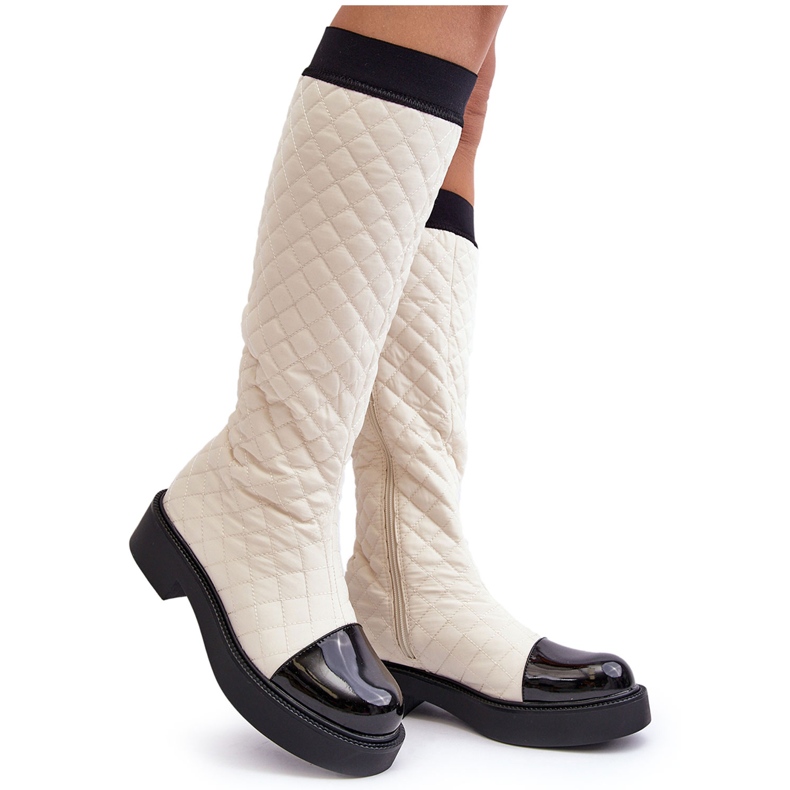 PS1 Botas rasas acolchoadas acima do joelho bege Amalfri