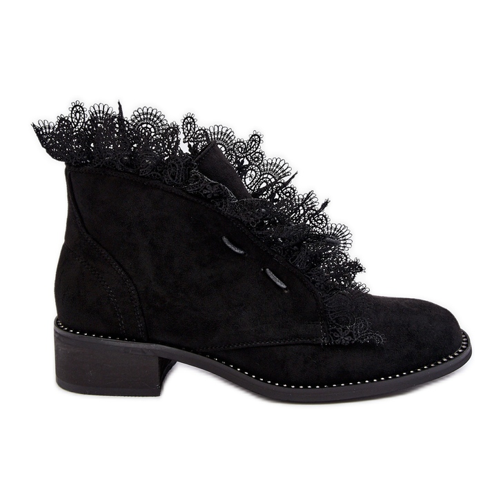 PS1 Botas rasas femininas de camurça pretas Klemovia preto