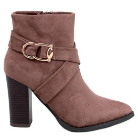 Botins de salto alto Janisa Khaki marrom