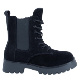 Franti Botas Chelsea pretas com cadarço preto