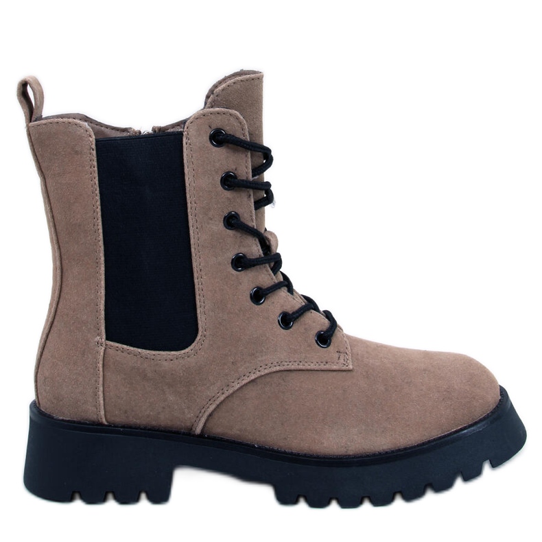 Botas Chelsea com cadarço bege Franti