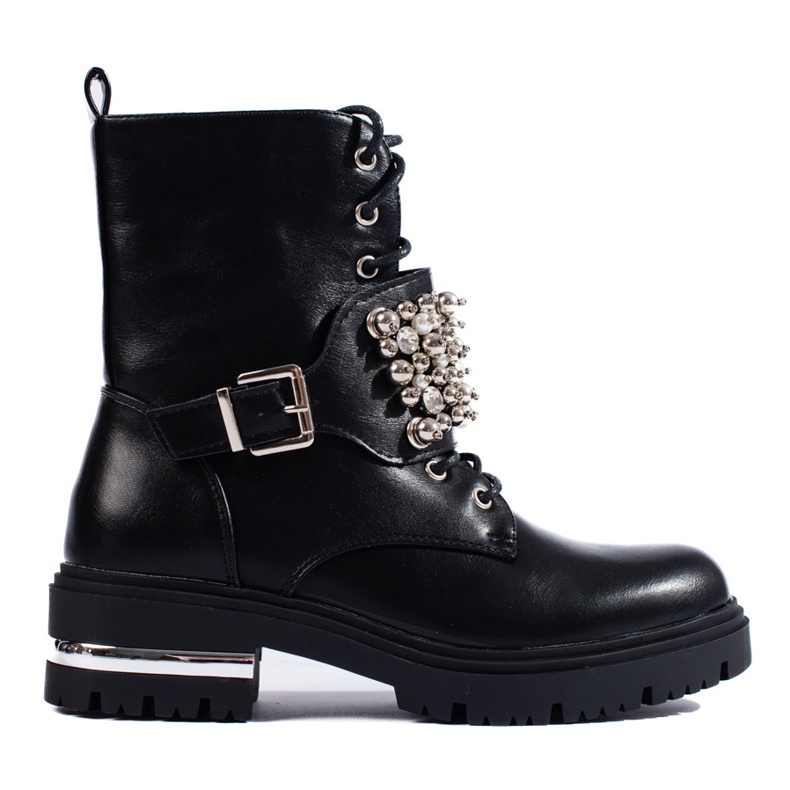 Botas femininas pretas com pérolas Shelovet preto