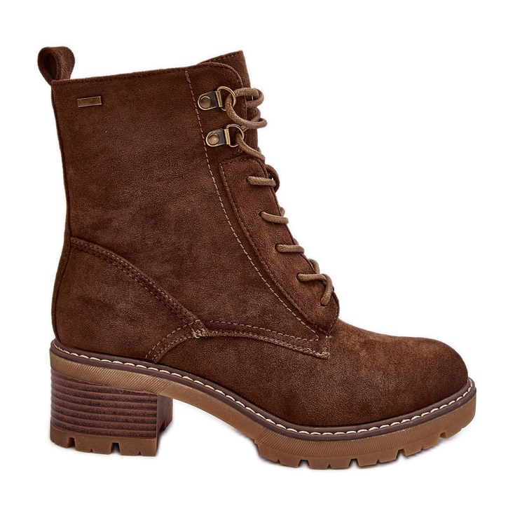 PS1 Botas femininas de salto baixo com cordões castanho Adinail castanho PS1 Botas femininas de salto baixo com cordões castanho Adinail castanho