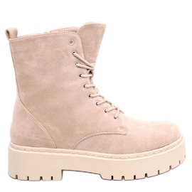 Botins plataforma com cadarço Burse Beige bege