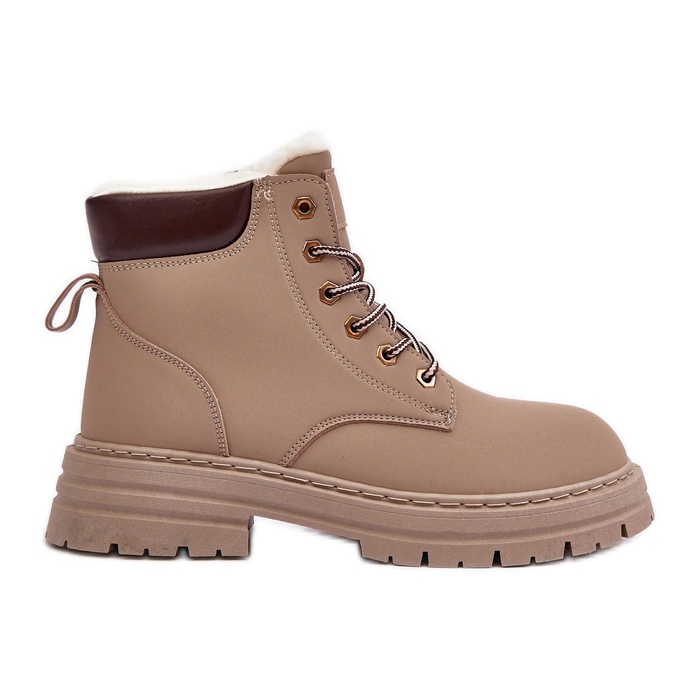 Caçadores femininos com isolamento de pele, bege escuro Fenan