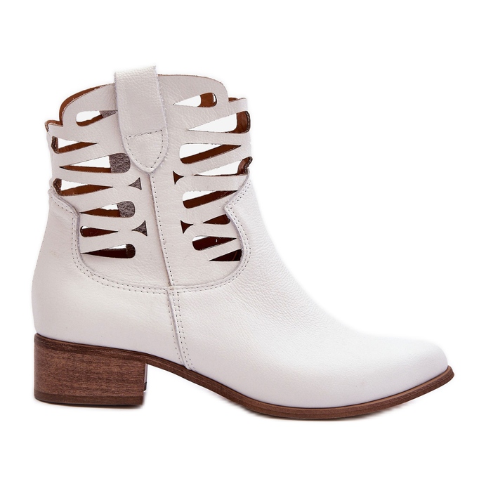 Lewski Shoes Botas femininas de couro perfuradas brancas Lewski 3329 branco