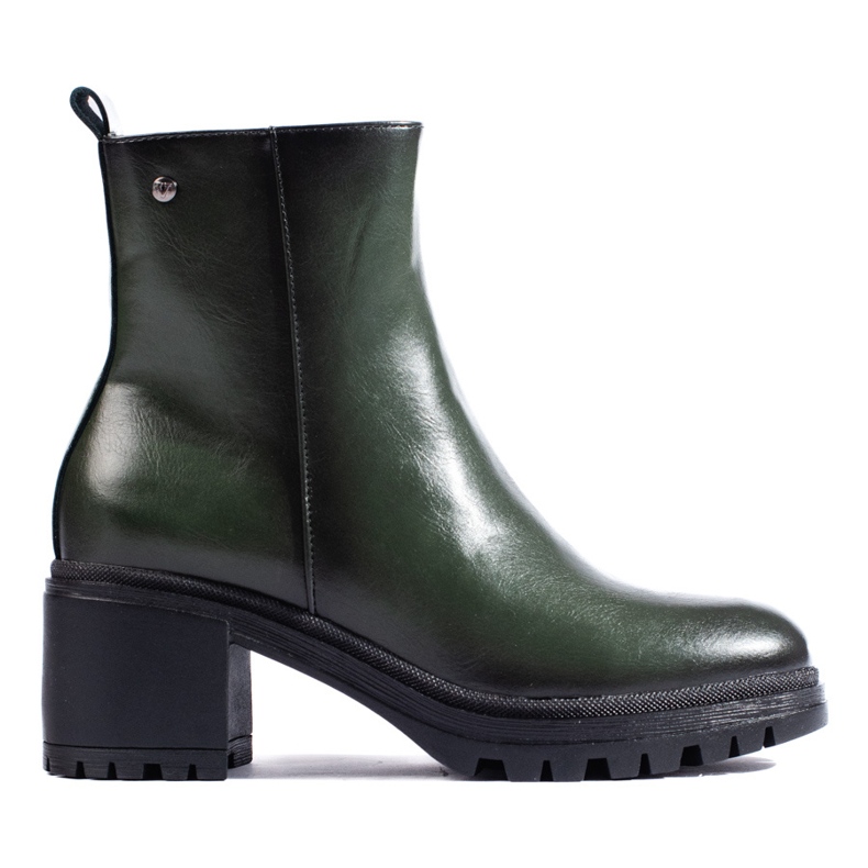 Botins femininos verdes escuros de salto alto Vinceza