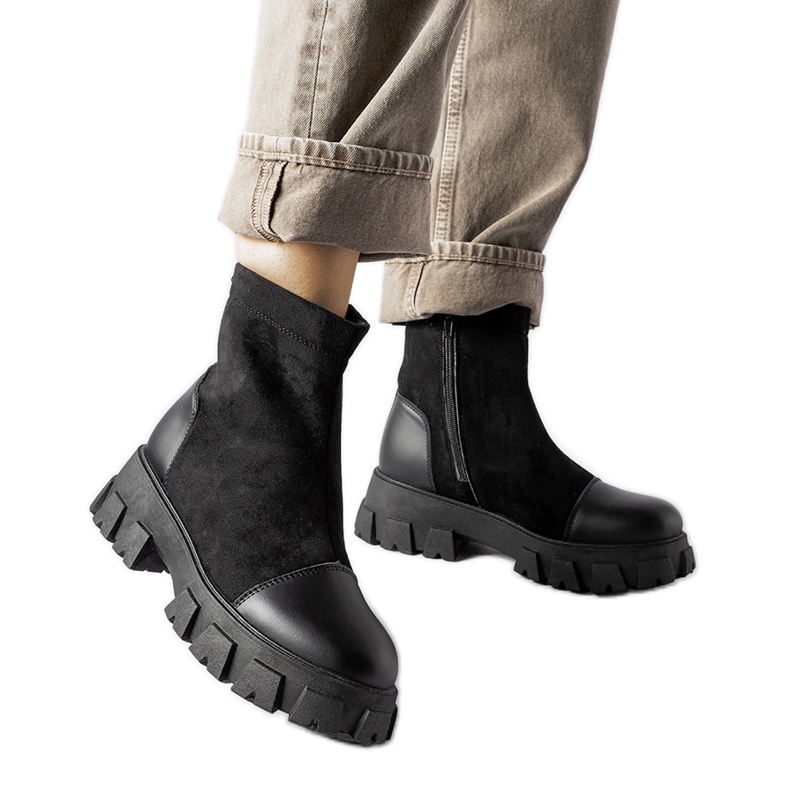 Trabalhadores de camurça ecológica preta com banda de rodagem preta Milo B026-17 preto