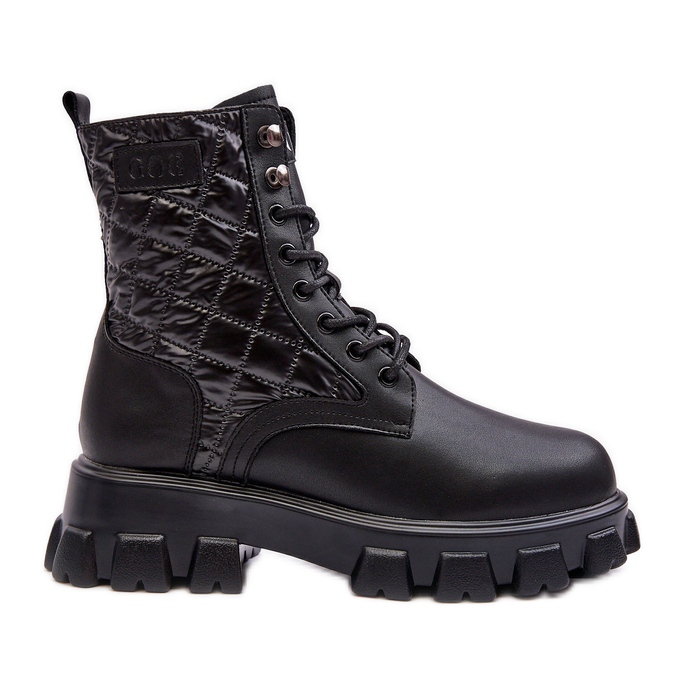 Botas de trabalho de couro com salto plano GOE MM2N4021 pretas preto