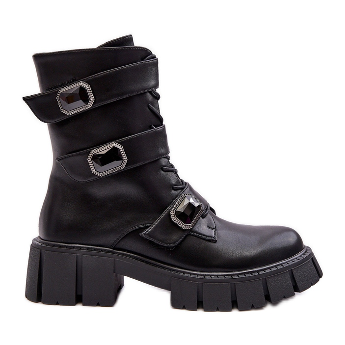 Botas femininas de couro pretas S.Barski MR870-62 preto