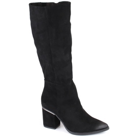 Botas de cowboy com isolamento feminino em camurça, pretas Potocki SZ12247 preto