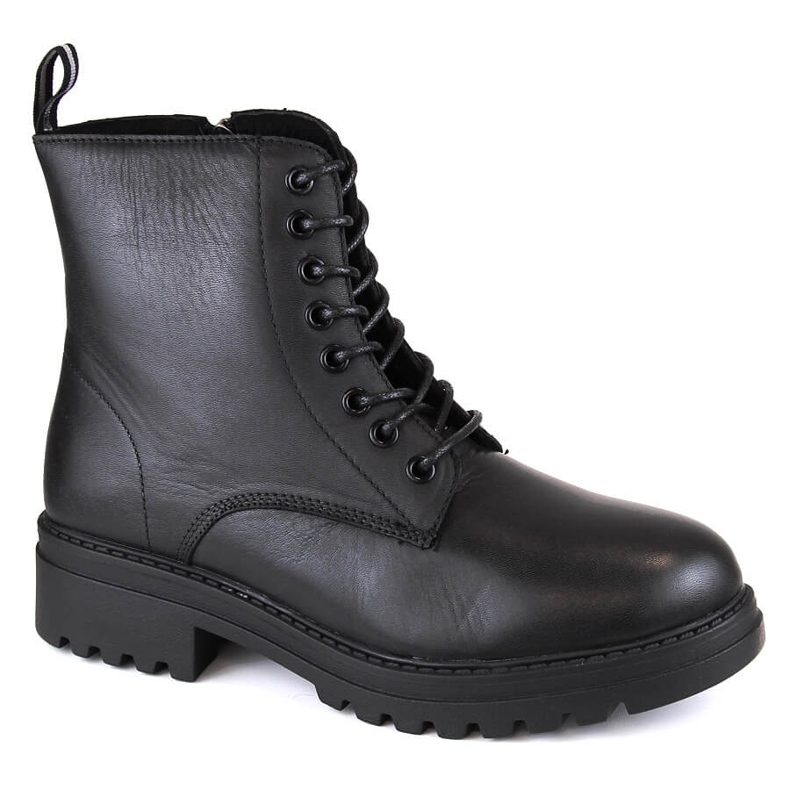 Botas femininas de couro, isoladas, pretas, T.Sokolski Z23-317 preto