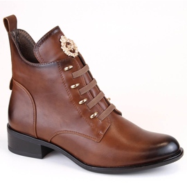 Botas femininas marrons isoladas de salto baixo Jezzi ASA198-21 marrom