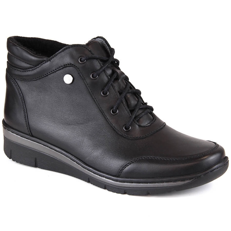 Botas femininas confortáveis ​​e isoladas em couro, pretas Helios 566 preto