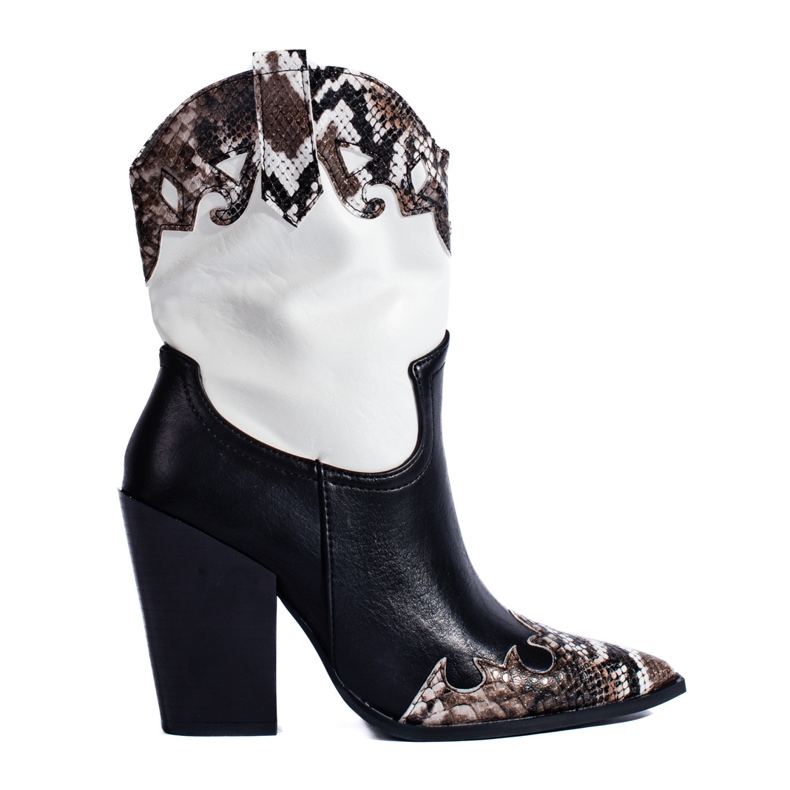 Botas de cowboy Shelovet femininas em preto e branco