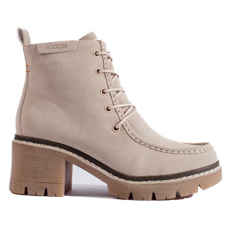 Goodin Botins bege com cadarço e salto alto, Shelovet
