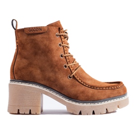 Goodin Botins de camurça com cadarço Camel Shelovet marrom