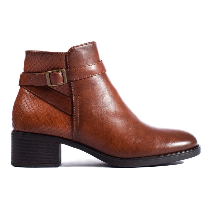 W. Potocki Botins femininos Potocki pretos de salto alto castanho