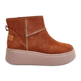 Botas femininas de camurça para neve Maciejka 06257-29 marrom