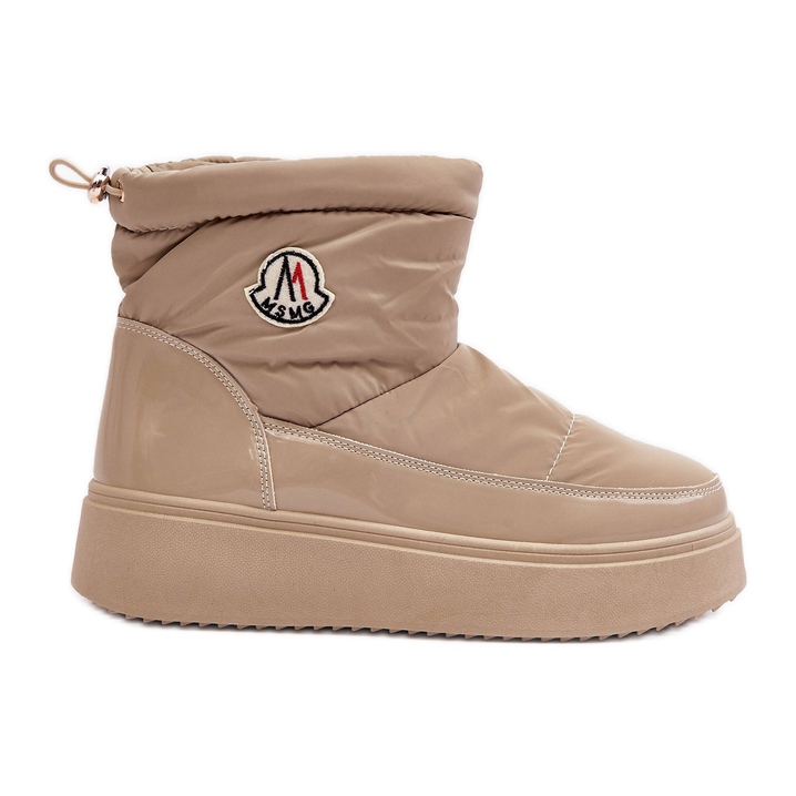 Botas de neve femininas bege Gattea na plataforma