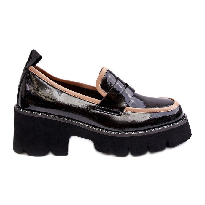 S.Barski Mocassins femininos de couro D&amp;A MR870-32 pretos